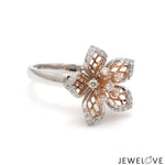 Load image into Gallery viewer, Platinum Pink Flower with Diamonds Ring for Women JL PT 1311
