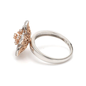 Platinum Pink Flower with Diamonds Ring for Women JL PT 1311