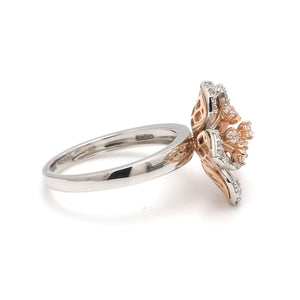 Platinum Pink Flower with Diamonds Ring for Women JL PT 1311