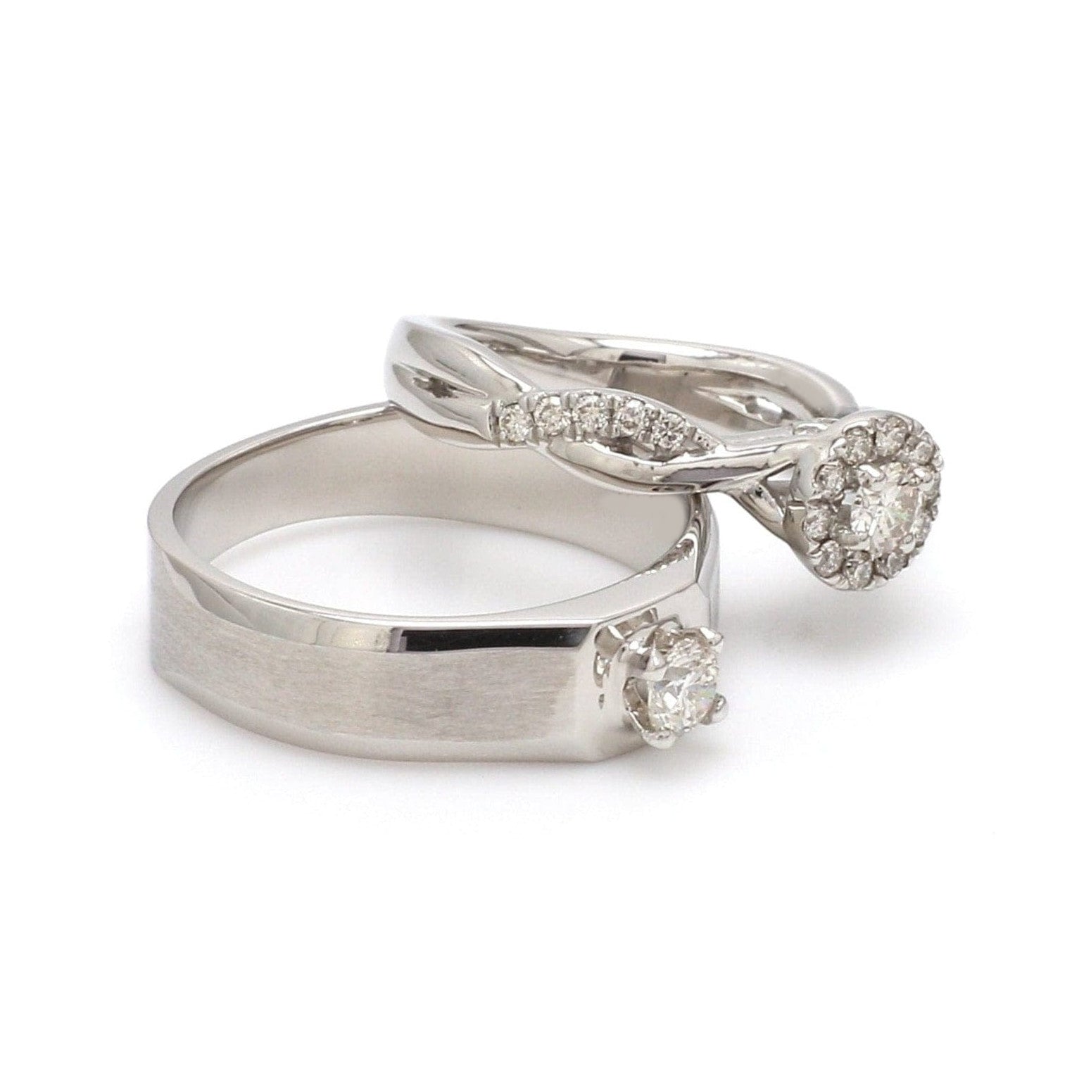 Platinum Solitaire Couple Rings JL PT 983