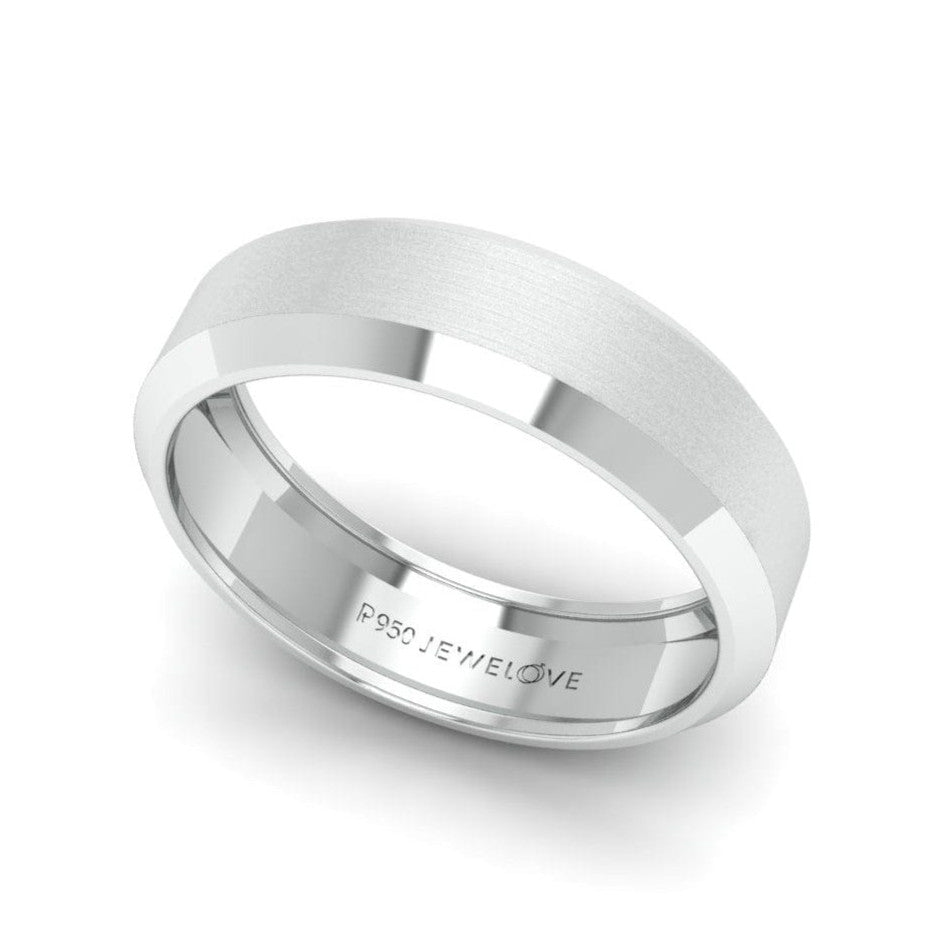 Beveled Edges Plain Platinum Ring for Men JL PT 616