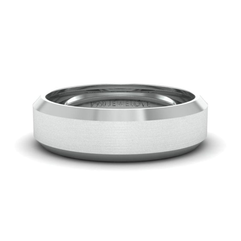 Beveled Edges Plain Platinum Ring for Men JL PT 616