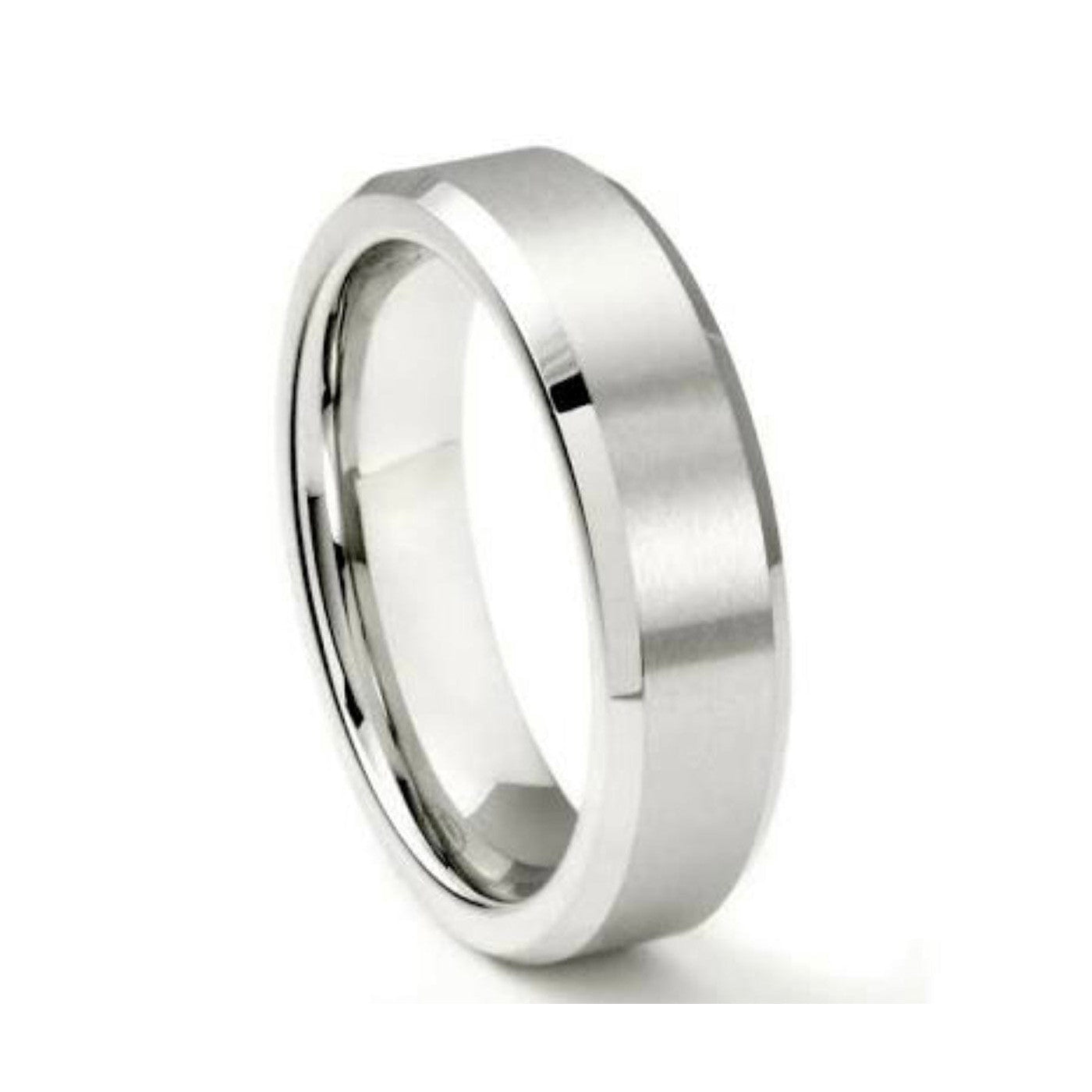 Beveled Edges Plain Platinum Ring for Men JL PT 616