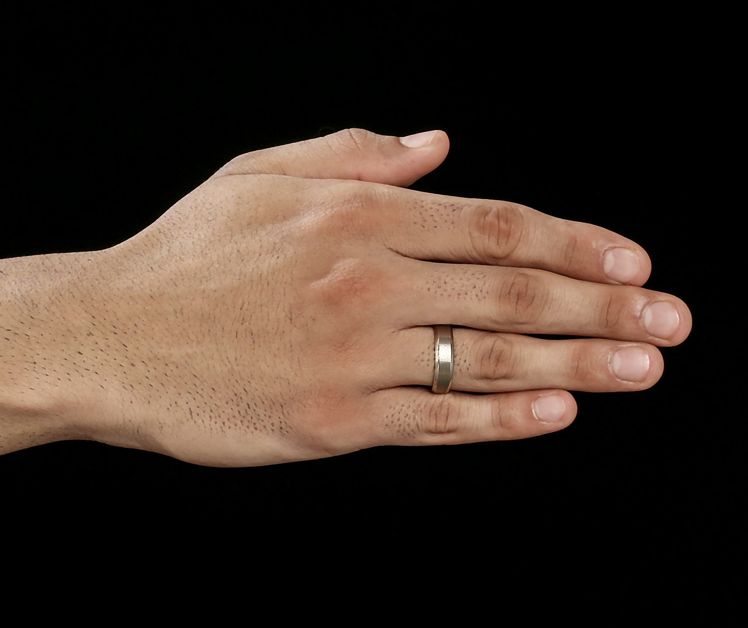 Beveled Edges Plain Platinum Ring for Men JL PT 616