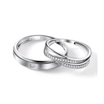 Load image into Gallery viewer, Simple His &amp; Designer Her Platinum Couple Rings with Diamonds JL PT 531

