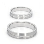 Load image into Gallery viewer, Simple Platinum Couple Rings with Curvilinear Groove JL PT 569
