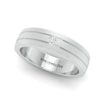Load image into Gallery viewer, Single Diamond Matte Finish Platinum Band with Grooves for Men JL PT 665

