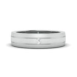 Load image into Gallery viewer, Single Diamond Matte Finish Platinum Band with Grooves for Men JL PT 665
