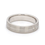 Load image into Gallery viewer, Single Diamond Matte Finish Platinum Band with Grooves for Men JL PT 665
