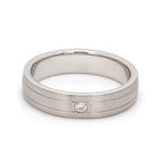 Load image into Gallery viewer, Single Diamond Matte Finish Platinum Band with Grooves for Men JL PT 665
