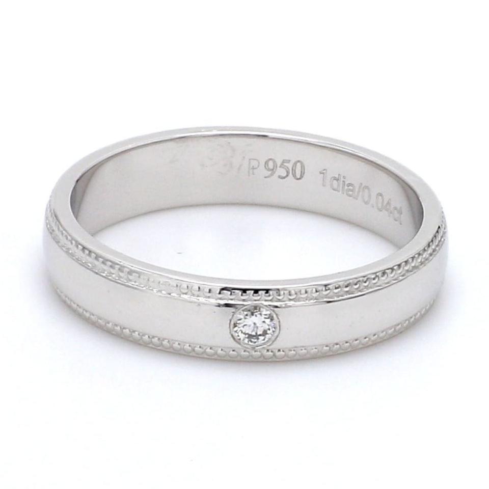 Single Diamond Milgrain Platinum Couple Rings JL PT 539