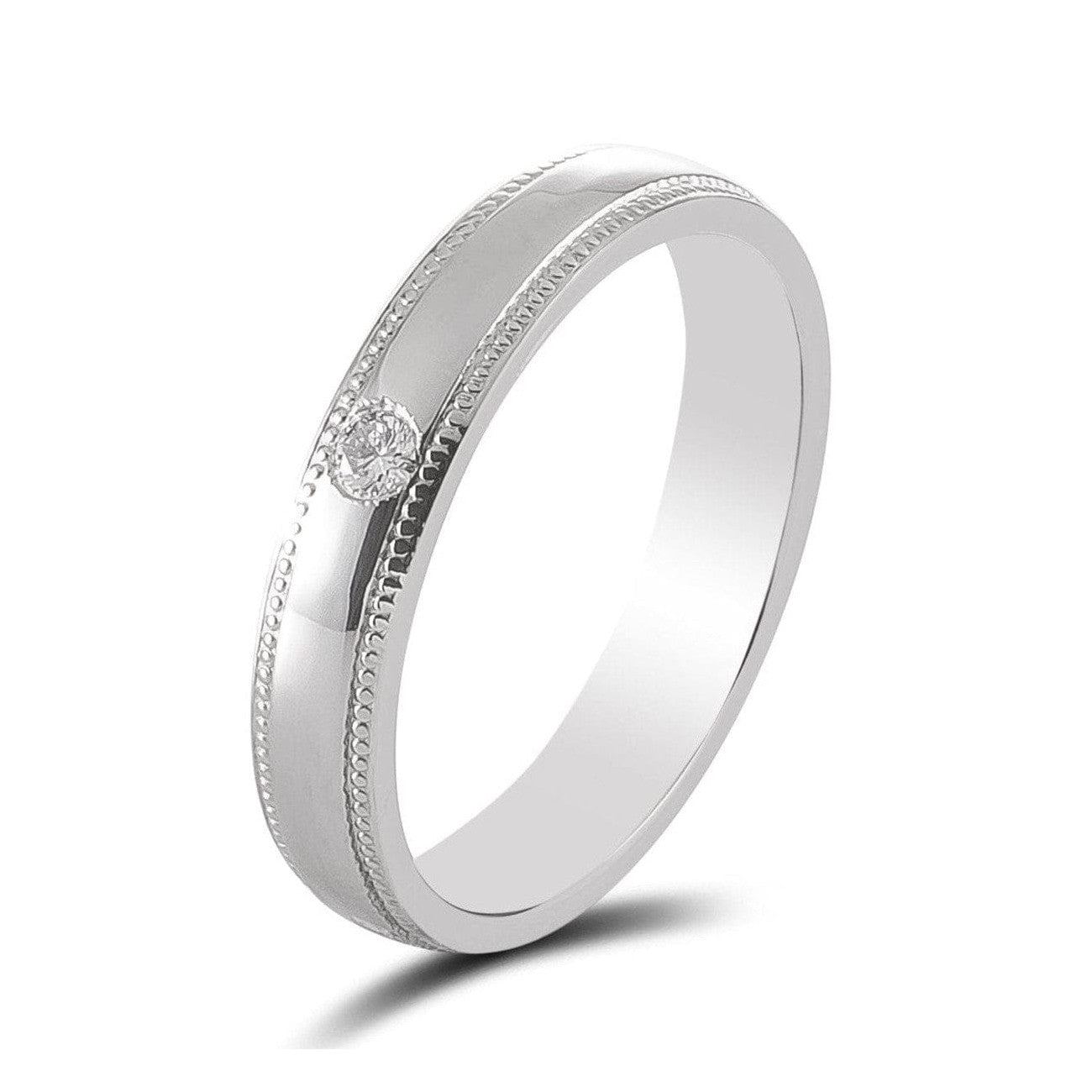 Single Diamond Milgrain Platinum Couple Rings JL PT 539