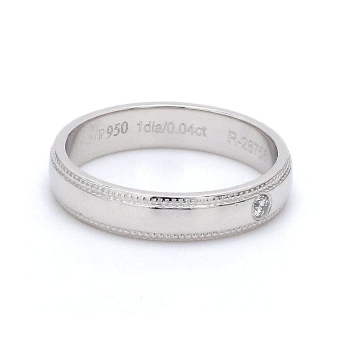 Single Diamond Milgrain Platinum Couple Rings JL PT 539