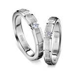 Load image into Gallery viewer, Single Diamond Platinum Love Bands with Satin Finish Grooved JL PT 612
