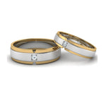 Load image into Gallery viewer, Single Diamond Platinum &amp; Yellow Gold Fusion Couple Rings JL PT 641
