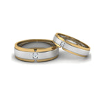Load image into Gallery viewer, Single Diamond Platinum &amp; Yellow Gold Fusion Couple Rings JL PT 641
