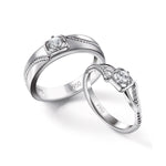 Load image into Gallery viewer, Single Diamond Rope Style Platinum Couple Rings JL PT 623

