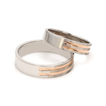 Load image into Gallery viewer, Designer Platinum &amp; Rose Gold Couple Rings JL PT 1129
