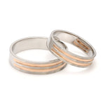 Load image into Gallery viewer, Designer Platinum &amp; Rose Gold Couple Rings JL PT 1129

