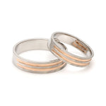 Load image into Gallery viewer, Designer Platinum &amp; Rose Gold Couple Rings JL PT 1129
