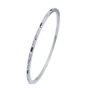 Thin Platinum Bangles with Alternate Enamel & Round Cut Diamond Texture JL PTB 629