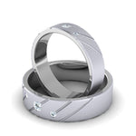 Load image into Gallery viewer, Three Diamond Platinum Love Bands with Slanting Lines JL PT 646
