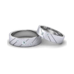 Load image into Gallery viewer, Three Diamond Platinum Love Bands with Slanting Lines JL PT 646
