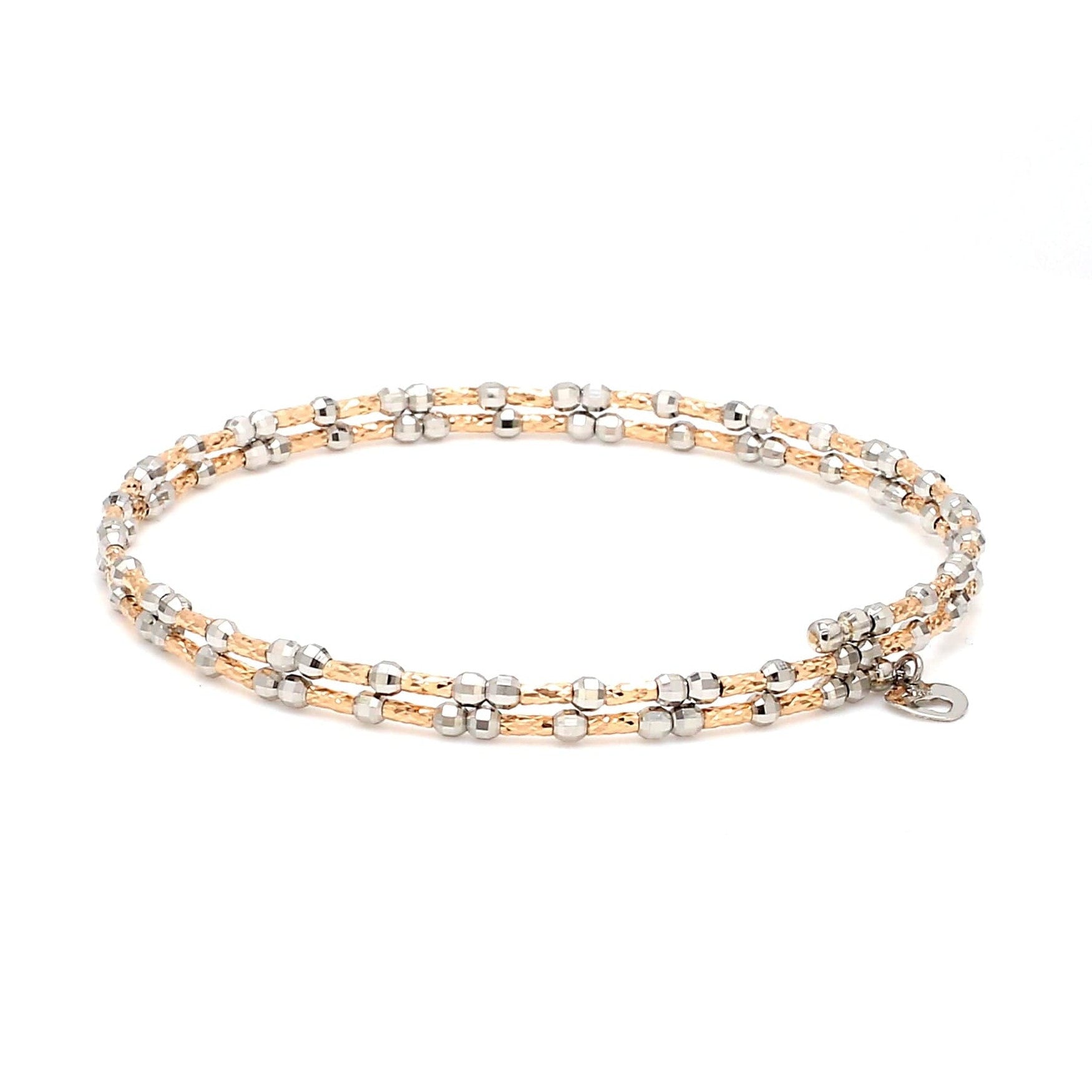 Unique 2-Row Japanese Platinum & Rose Gold Bracelet for Women JL PTB 774