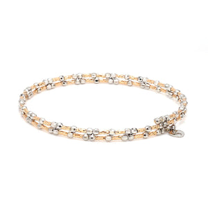 Unique 2-Row Japanese Platinum & Rose Gold Bracelet for Women JL PTB 774