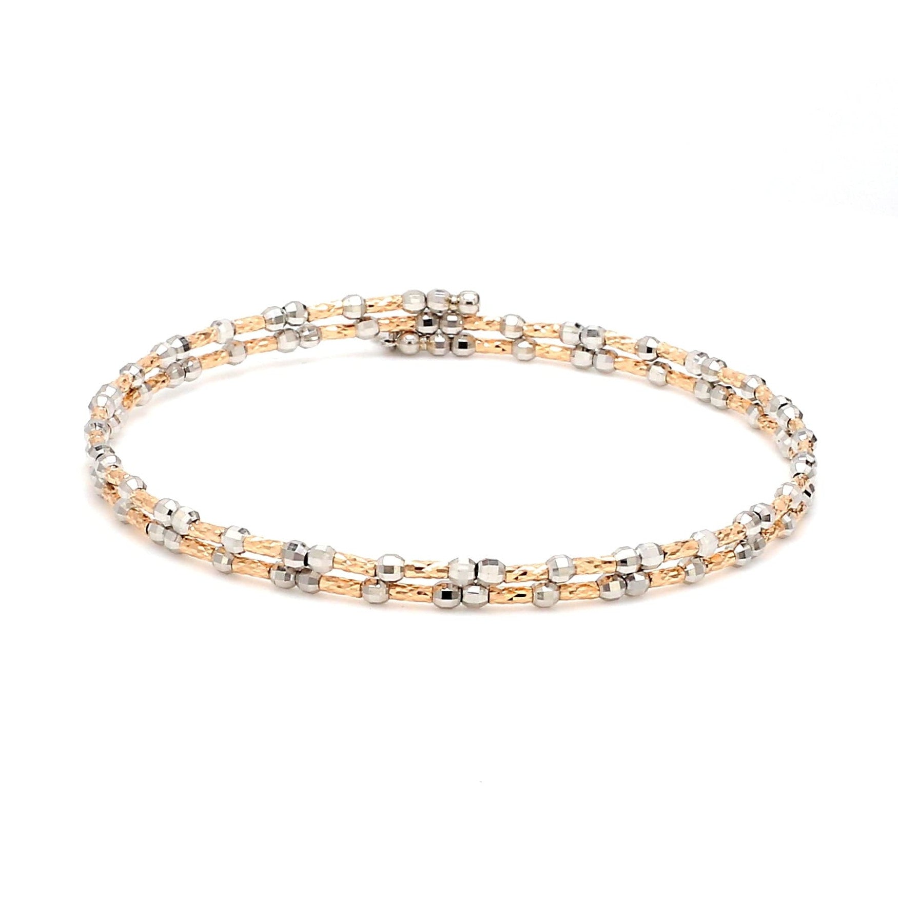 Unique 2-Row Japanese Platinum & Rose Gold Bracelet for Women JL PTB 774