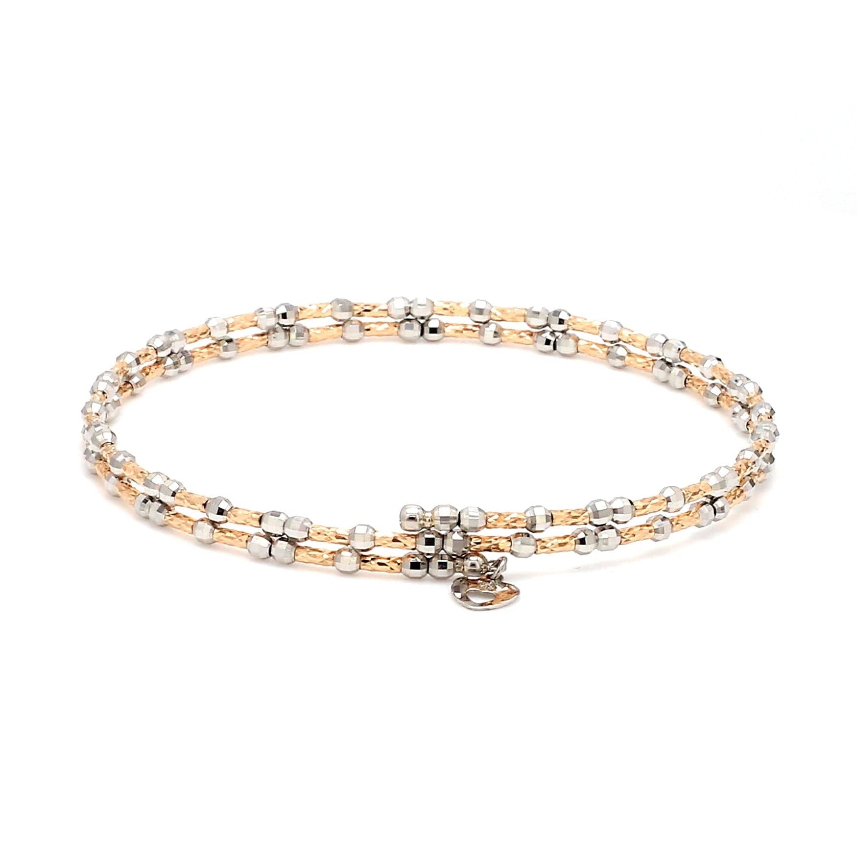Unique 2-Row Japanese Platinum & Rose Gold Bracelet for Women JL PTB 774