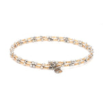 Load image into Gallery viewer, Unique 2-Row Japanese Platinum &amp; Rose Gold Bracelet for Women JL PTB 774
