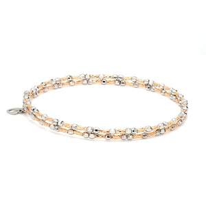 Unique 2-Row Japanese Platinum & Rose Gold Bracelet for Women JL PTB 774