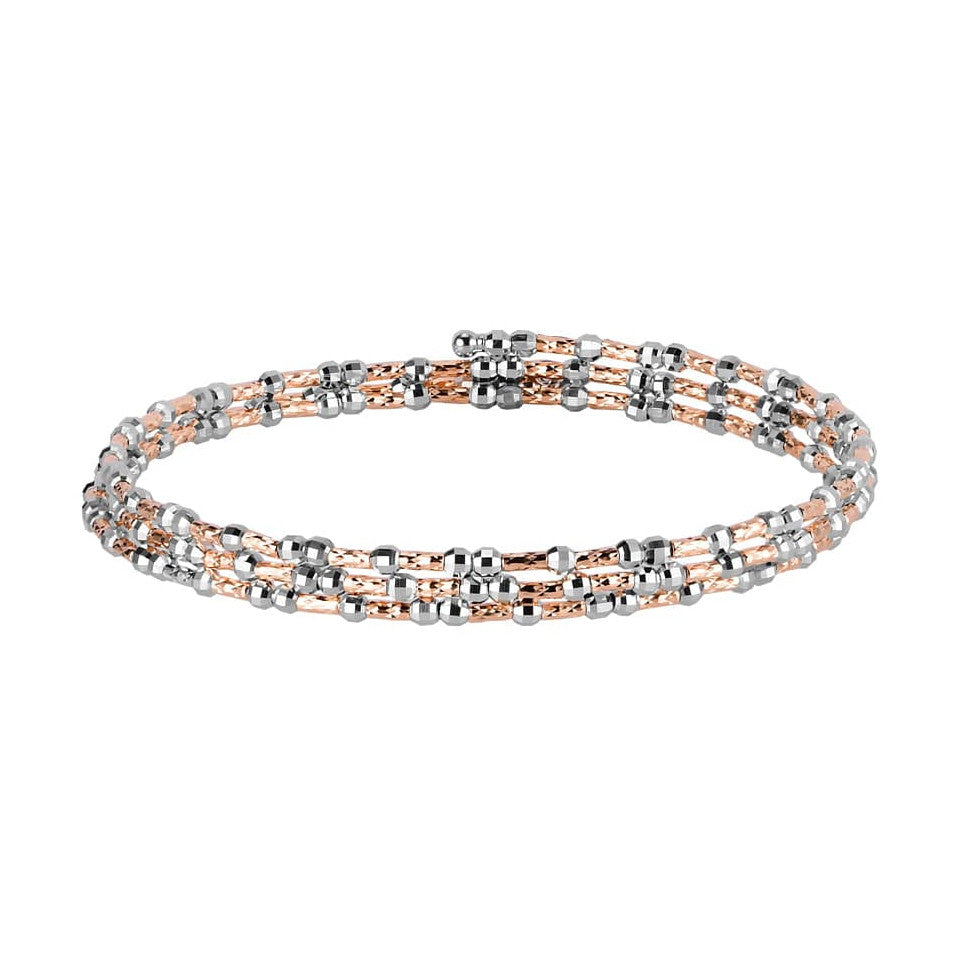 Unique 3-Row Japanese Platinum & Rose Gold Bracelet for Women JL PTB 773