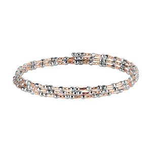 Unique 3-Row Japanese Platinum & Rose Gold Bracelet for Women JL PTB 773