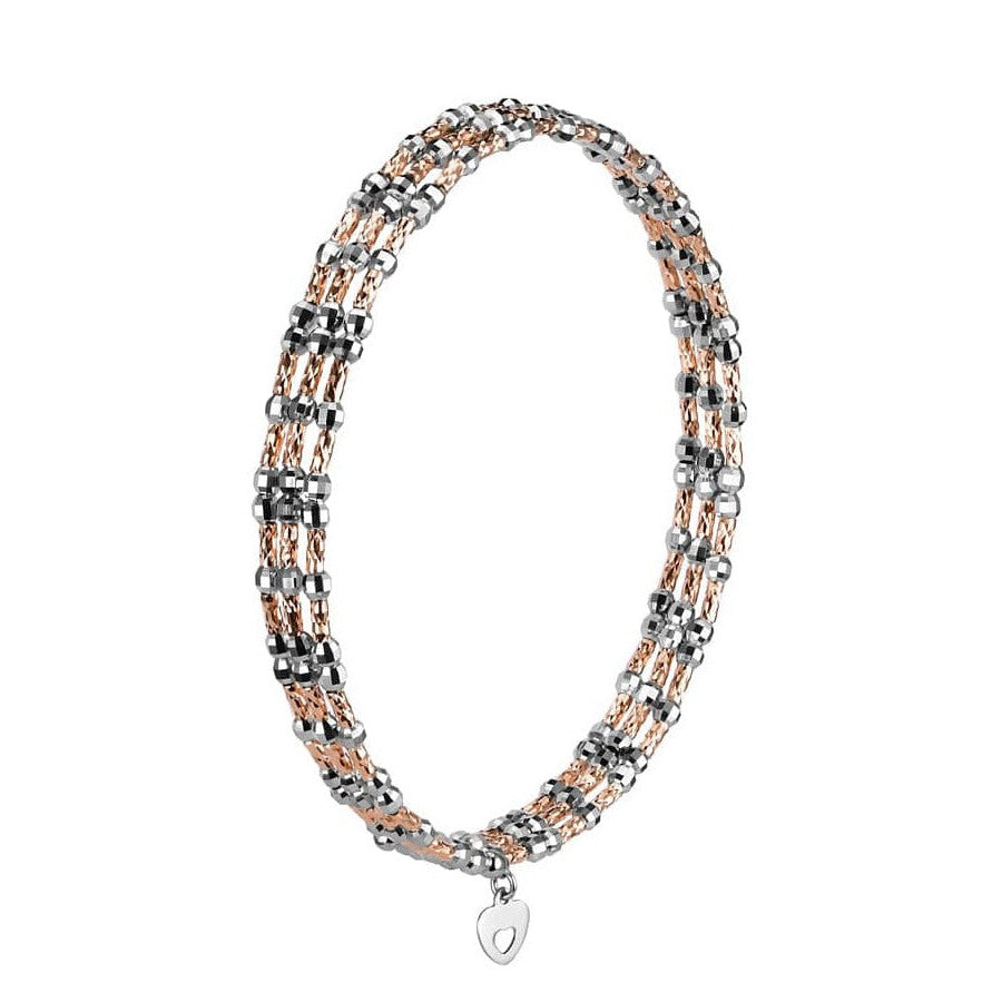 Unique 3-Row Japanese Platinum & Rose Gold Bracelet for Women JL PTB 773