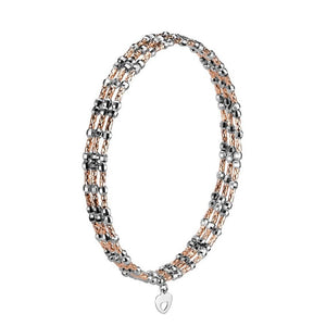 Unique 3-Row Japanese Platinum & Rose Gold Bracelet for Women JL PTB 773
