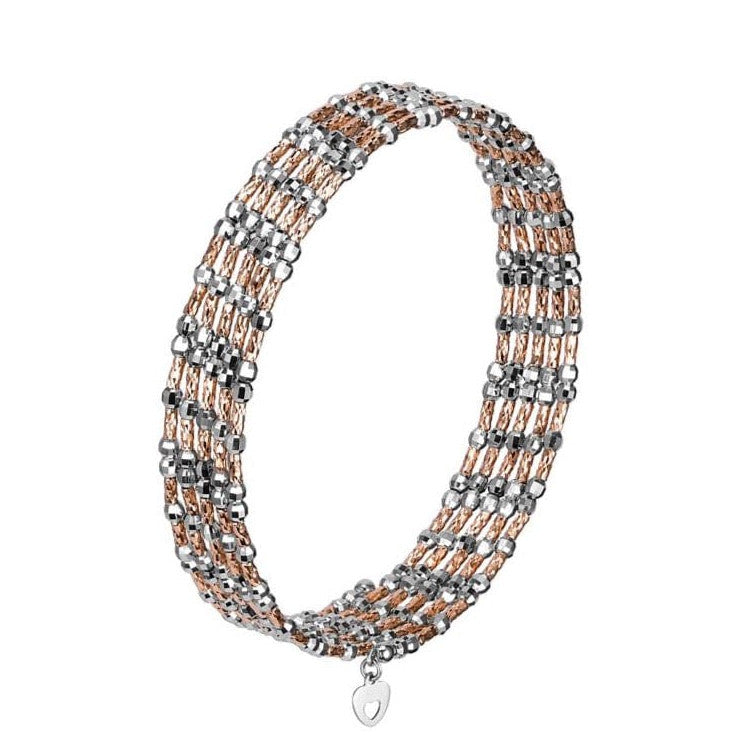 Unique 5-Row Japanese Platinum & Rose Gold Bracelet for Women JL PTB 775