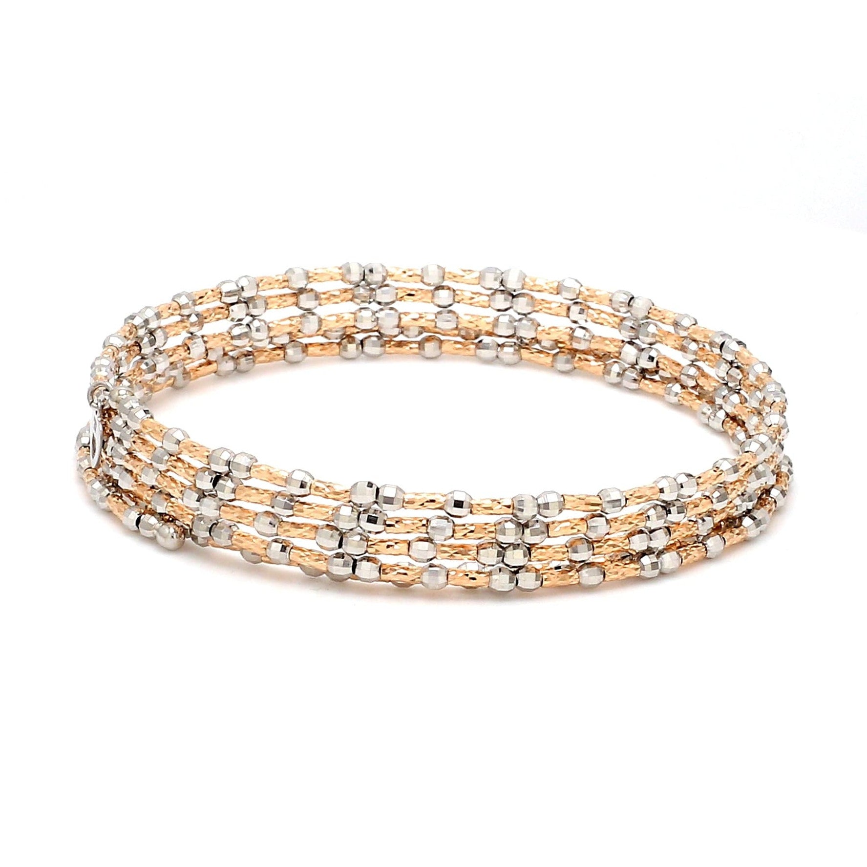 Unique 5-Row Japanese Platinum & Rose Gold Bracelet for Women JL PTB 775
