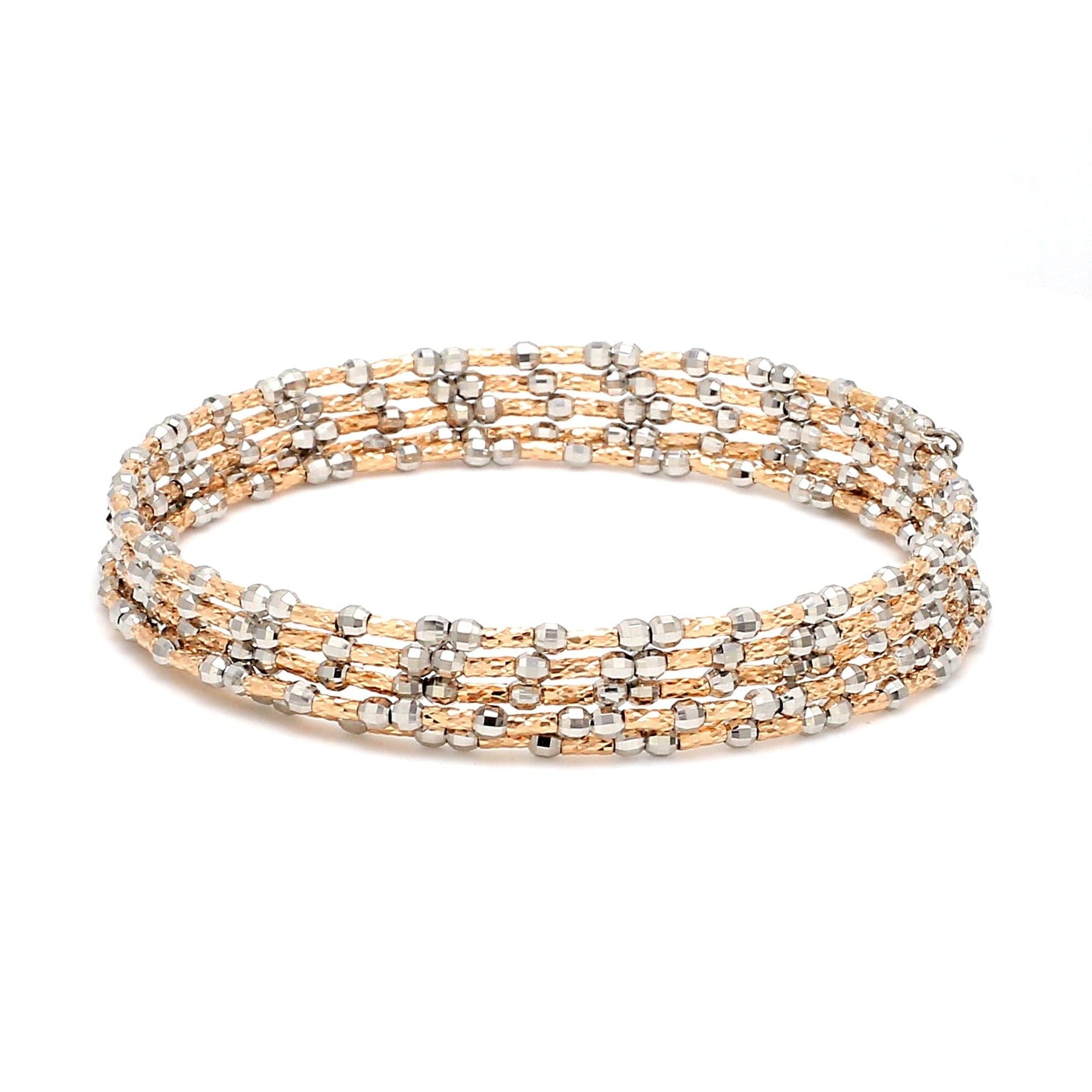 Unique 5-Row Japanese Platinum & Rose Gold Bracelet for Women JL PTB 775