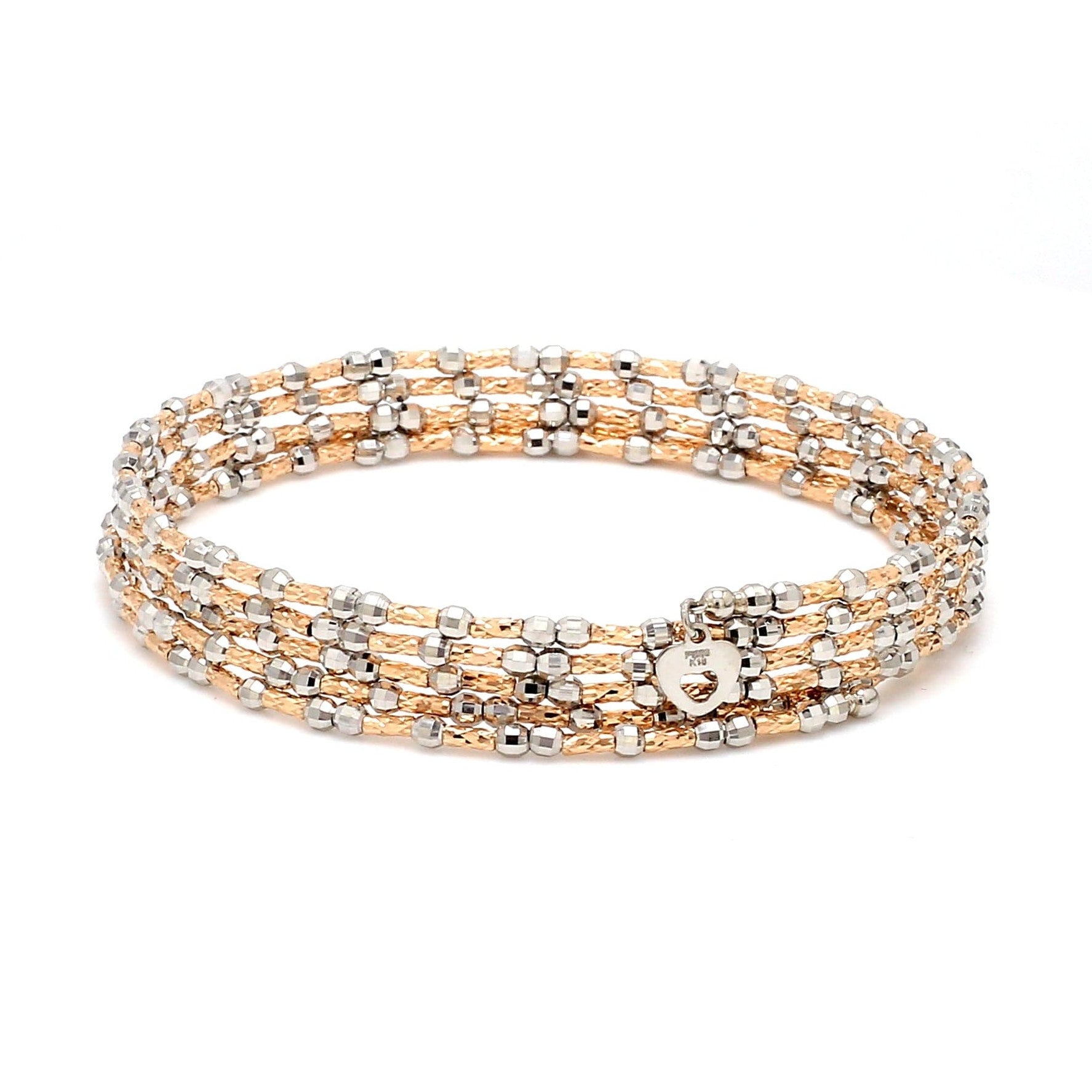 Unique 5-Row Japanese Platinum & Rose Gold Bracelet for Women JL PTB 775