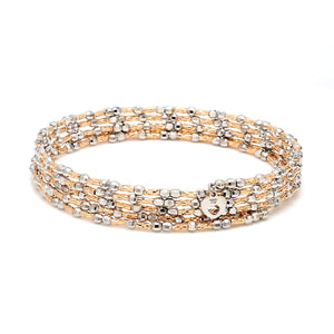 Unique 5-Row Japanese Platinum & Rose Gold Bracelet for Women JL PTB 775