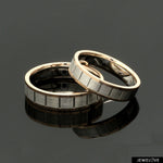 Load image into Gallery viewer, Unique Shape Platinum Love Bands with Rose Gold Border JL PT 648-RG Plain

