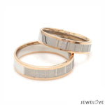 Load image into Gallery viewer, Unique Shape Platinum Love Bands with Rose Gold Border JL PT 648-RG Plain
