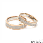 Load image into Gallery viewer, Unique Shape Platinum Love Bands with Rose Gold Border JL PT 648-RG Plain
