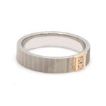 Load image into Gallery viewer, Unique Texture Platinum Love Bands with 2 Diamonds &amp; a Touch of Rose Gold JL PT 914
