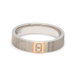 Load image into Gallery viewer, Unique Texture Platinum Love Bands with 2 Diamonds &amp; a Touch of Rose Gold JL PT 914
