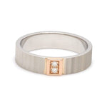 Load image into Gallery viewer, Unique Texture Platinum Love Bands with 2 Diamonds &amp; a Touch of Rose Gold JL PT 914
