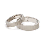Load image into Gallery viewer, Unique Texture Platinum Love Bands with 2 Diamonds &amp; a Touch of Rose Gold JL PT 914
