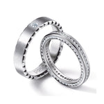 Load image into Gallery viewer, Uniquely Textured Platinum Couple Rings Eternity Style JL PT 528
